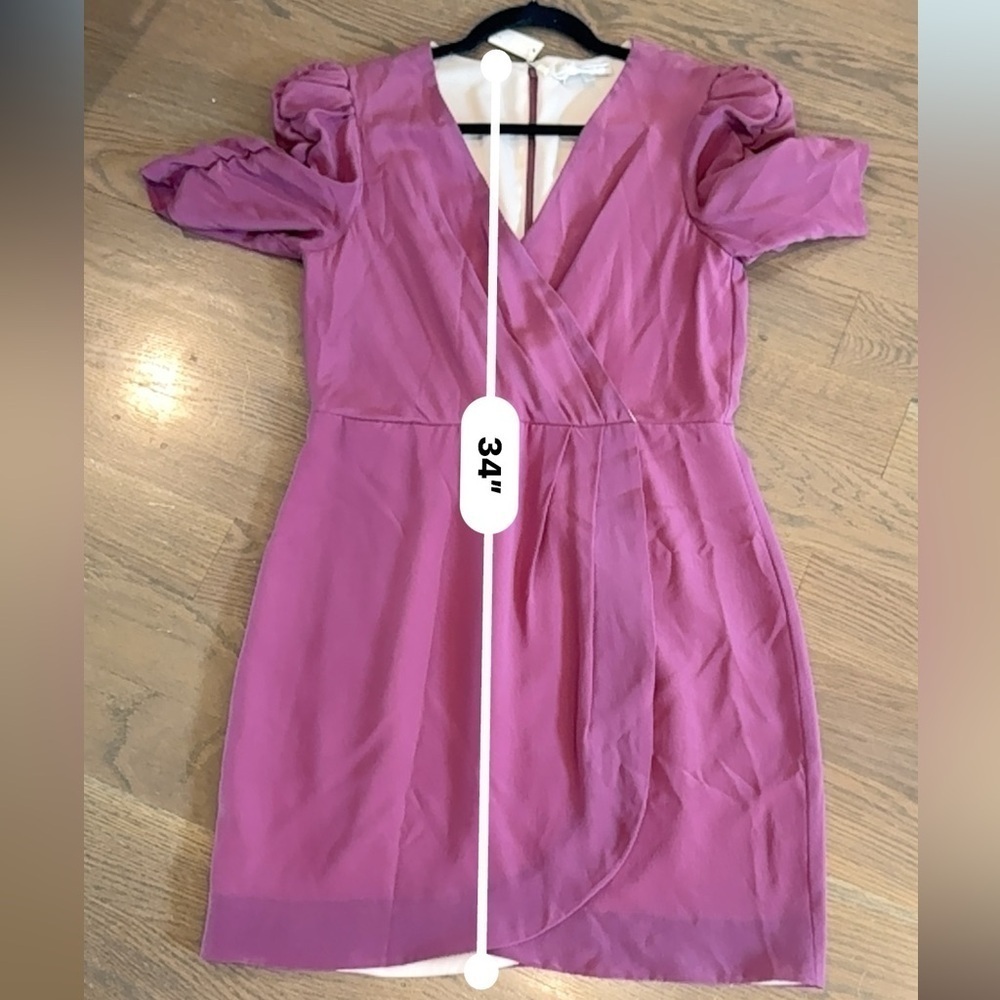 Lavender Brown Fuchsia Silk Mini Dress 100% silk pink. Vintage NEW - Picture 9 of 9